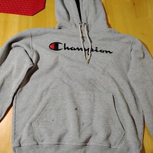 Champion Light Gray Hoodie with Logo